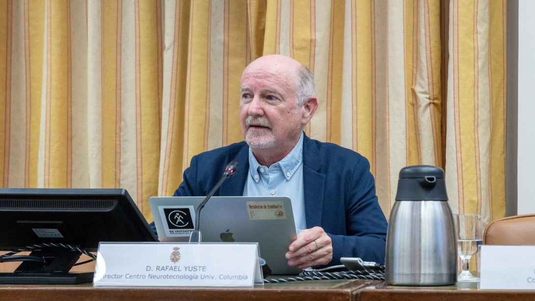 Rafael Yuste, director del Centro de Neurotecnología de la Universidad de Columbia, durante su intervención.